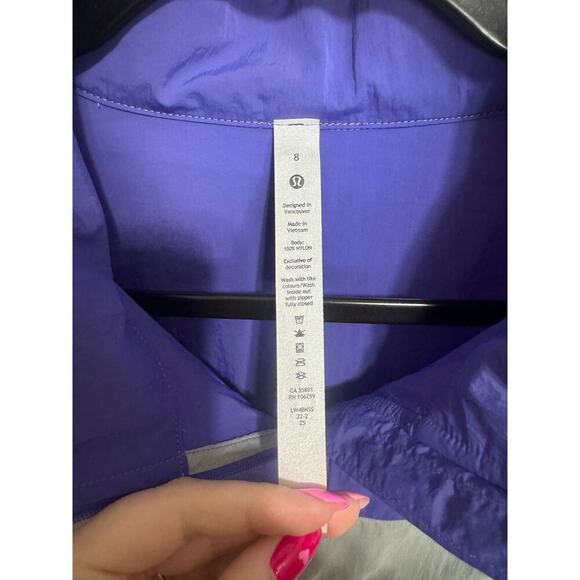 Lululemon Evergreen Anorak Windbreaker Quarter Zip Hoodie Purple Gray Size 8 - Picture 14 of 14